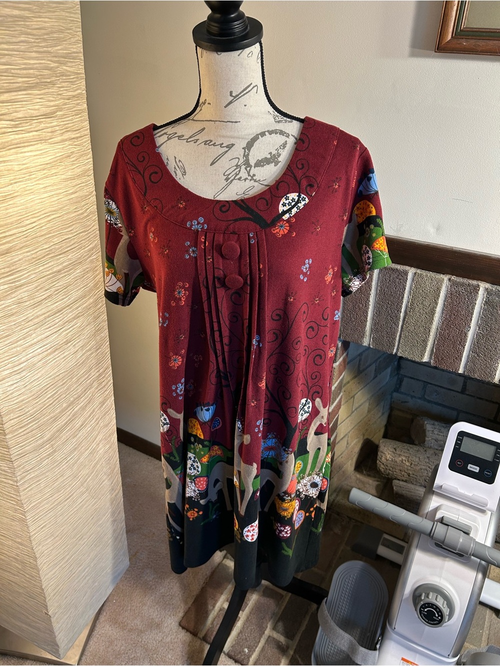 Joe Browns Burgundy Floral & Multicolor Scoop-Neck Dress